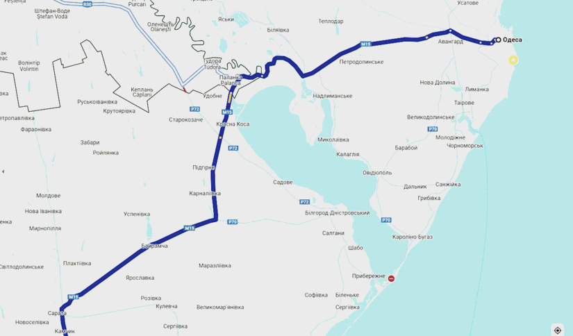 Из-за непогоды движение на трассе М-15 Одесса-Рени временно ограничено